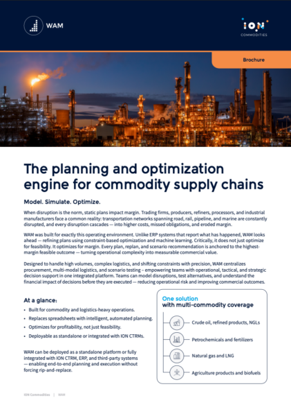 Model. Simulate. Optimize. Reimagine commodities supply chain planning with WAM.