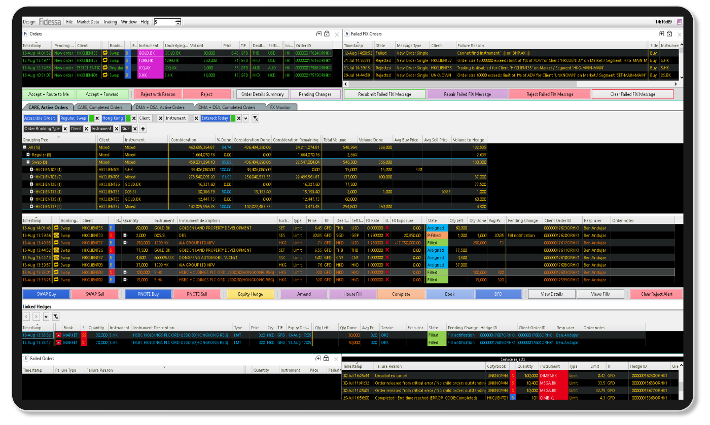 Fidessa product screenshot - sophisticated order management