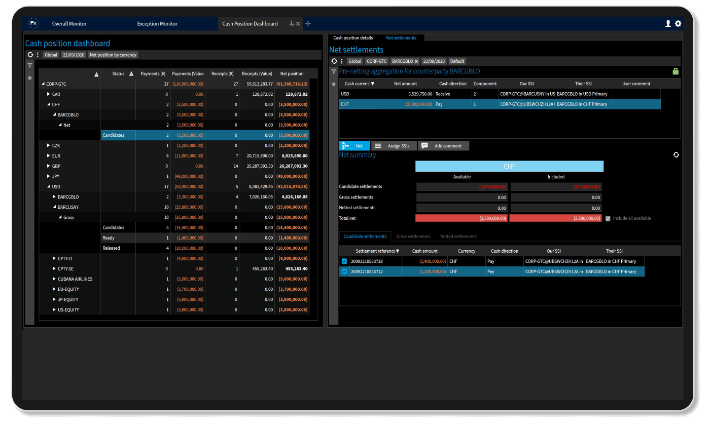 FX Operations product screenshot - manage cash accounts with ease