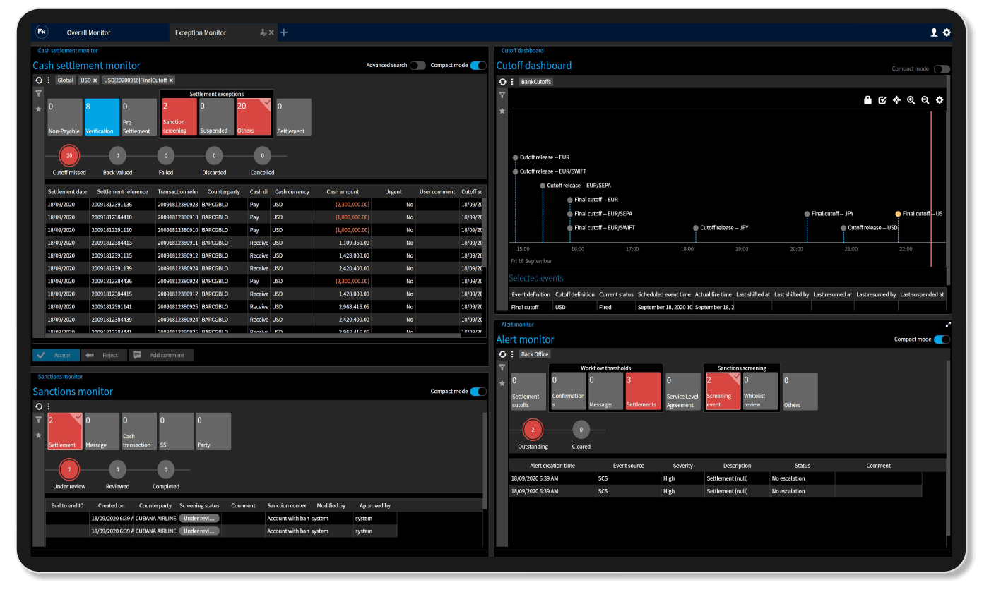FX Operations product screenshot - create the workflows you need