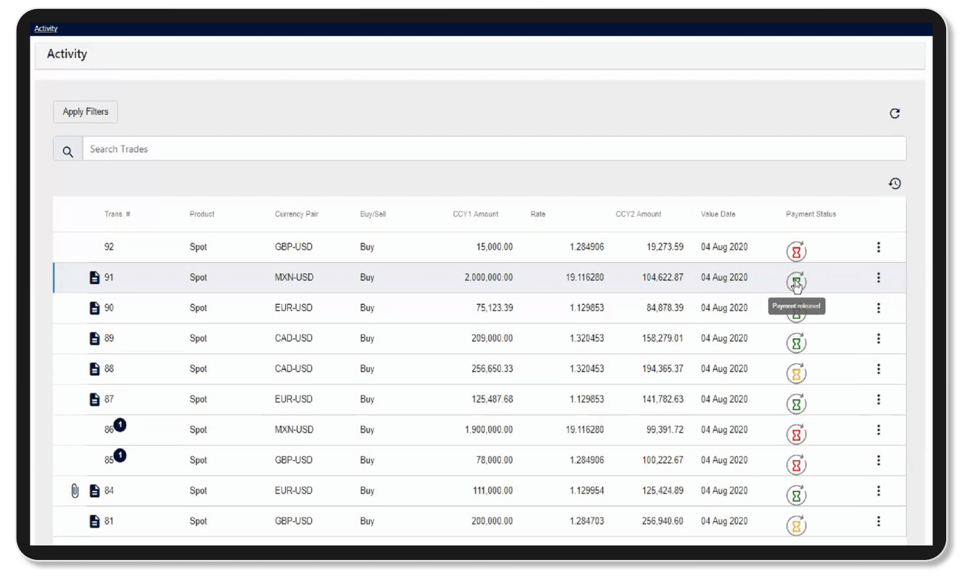 FX Operations product screenshot - put your customers in control with self-service portal