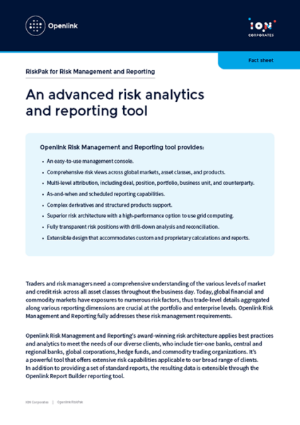 Openlink Risk Management and Reporting